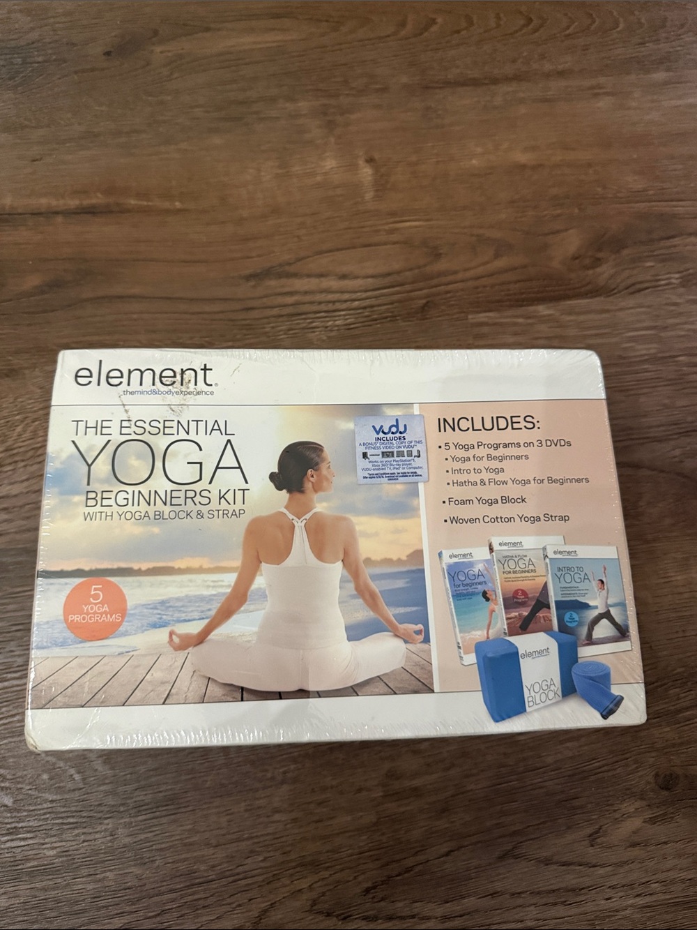 Element Yoga Beginners Kit - White & Blue includes block and strap